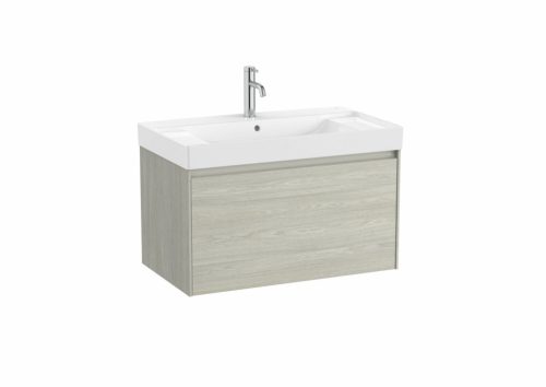 Alsó szekrény, Roca Ona A851685512 Unik mosdó+mosdószekrény középső medencével, világos tölgy