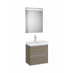   Komplett bútor, Roca Ona A851700511 kompakt mosdószekrény Pack mosdóval, tükörrel, sötét szilfa