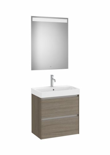 Komplett bútor, Roca Ona A851700511 kompakt mosdószekrény Pack mosdóval, tükörrel, sötét szilfa
