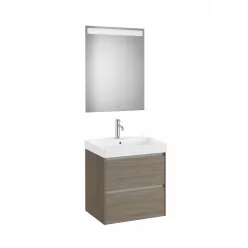   Komplett bútor, Roca Ona A851704511 mosdószekrény Pack mosdóval, tükörrel, sötét szilfa