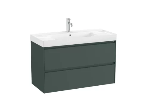 Alsó szekrény, Roca Ona A851693513 mosdószekrény mosdóval, matt zöld