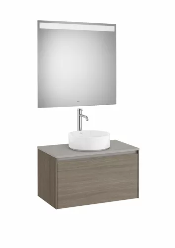 Komplett bútor, Roca Ona A851712511 mosdószekrény Pack tükörrel, sötét szilfa