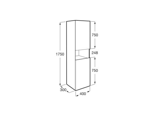 Álló szekrény, Roca Ona A857636512 kétajtós álló fürdőszoba szekrény, 175 cm magas, világos tölgy