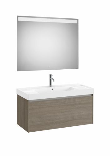 Komplett bútor, Roca Ona A851702511 mosdószekrény Pack tükörrel,mosdóval, sötét szilfa