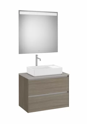 Komplett bútor, Roca Ona A851716511 mosdószekrény Pack tükörrel, középre ráültethető mosdóhoz, sö