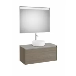   Komplett bútor, Roca Ona A851714511 mosdószekrény Pack ráültethető mosdóhoz, tükörrel, sötét szil