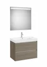 Komplett bútor, Roca Ona A851707511 Unik mosdó+mosdószekrény tükörrel, sötét szil