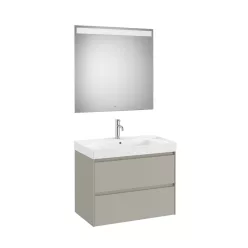   Komplett bútor, Roca Ona A851707510 Unik mosdó+mosdószekrény tükörrel, matt szürke