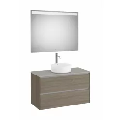   Komplett bútor, Roca Ona A851718511 mosdószekrény Pack ráültethető mosdóhoz, tükörrel, sötét szil