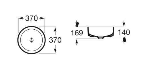 Mosdó, Roca Inspira A327523640 Round pultra ültethető mosdó 370 x 140 onyx