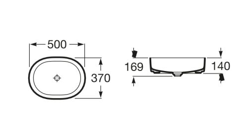 Mosdó, Roca Inspira A327520620 Round pultra ültethető mosdó 500 x 370 x 140 matt fehér