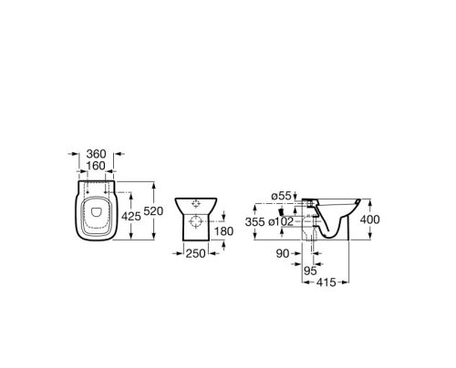 WC, Roca Debba hátfalhoz illeszkedő kompakt álló WC-csésze A347996000