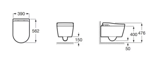 WC, Roca In-wash Inspira A803060001 fali Smart Toilet, integrált bidéfunkciós ülőkével