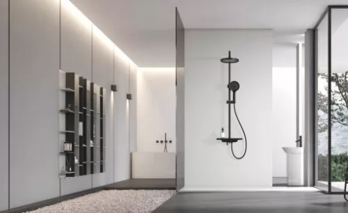 Zuhanyszett, Sanotechnik AST706 Zuhanyrendszer termosztátos csapteleppel, fekete