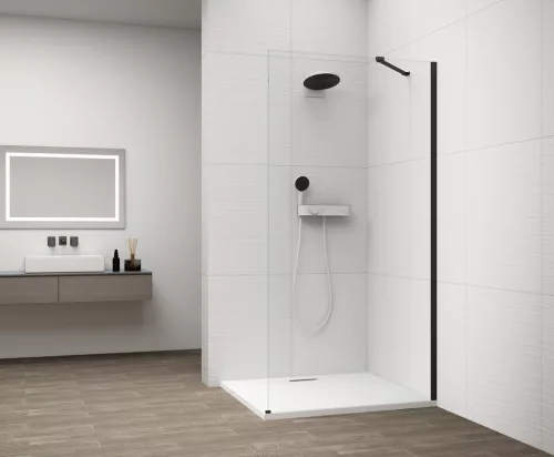 Walk-in, Sapho Esca Black Matt ES1011-02 Walk-in, falra szerelhető, transzparent üveg, 110 cm