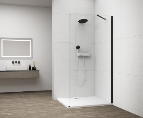 Walk-in, Sapho Esca Black Matt ES1014-02 Walk-in, falra szerelhető, transzparent üveg, 140 cm