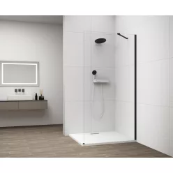   Walk-in, Sapho Esca Black Matt ES1080-02 Walk-in, falra szerelhető, transzparent üveg, 80 cm