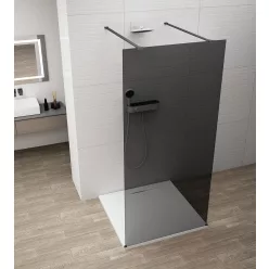   Walk-in, Sapho Esca Black Matt ES1211-06 Walk-in, szabadonálló, füst üveg, 110 cm