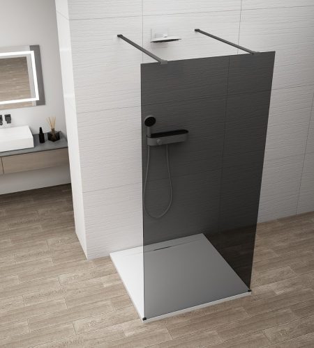 Walk-in, Sapho Esca Black Matt ES1212-06 Walk-in, szabadonálló, füst üveg, 120 cm
