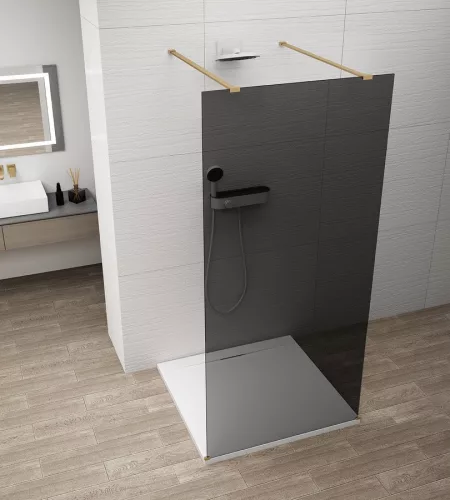 Walk-in, Sapho Esca Gold Matt ES1213-08 Walk-in, szabadonálló, füst üveg, 130 cm