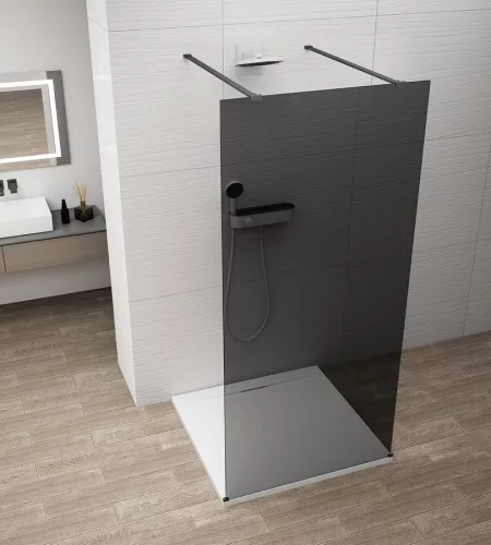 Walk-in, Sapho Esca Black Matt ES1214-06 Walk-in, szabadonálló, füst üveg, 140 cm