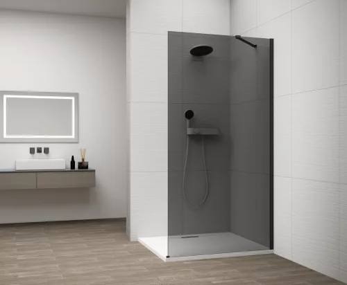 Walk-in, Sapho Esca Black Matt ES1290-02 Walk-in, falra szerelhető, füst üveg, 90 cm