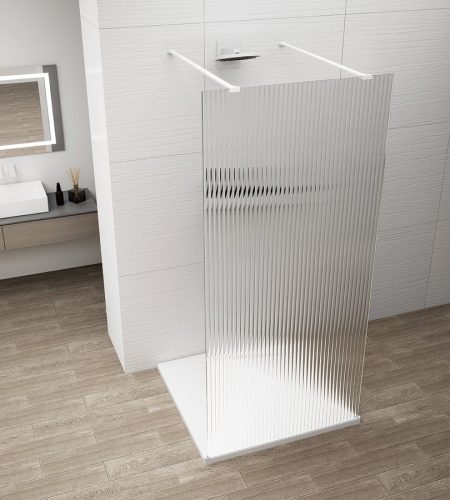 Walk-in, Sapho Esca White Matt ES1310-07 Walk-in, szabadonálló, flutes üveg, 100 cm