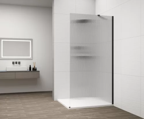 Walk-in, Sapho Esca Black Matt ES1313-02 Walk-in, falra szerelhető, flutes üveg, 130 cm