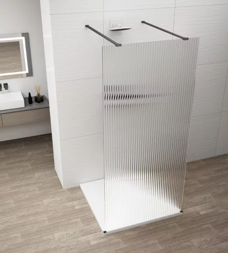 Walk-in, Sapho Esca Black Matt ES1313-06 Walk-in, szabadonálló, flutes üveg, 130 cm