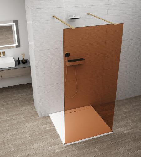 Walk-in, Sapho Esca Gold Matt ES1514-08 Walk-in, szabadonálló, barna üveg, 140 cm