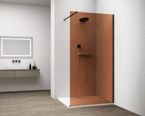 Walk-in, Sapho Esca Black Matt ES1590-02 Walk-in, falra szerelhető, barna üveg, 90 cm