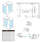 Zuhanyfal, Sapho Esca ES1310 Walk-in zuhanyfal, flutes üveg, 100x210 cm