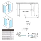 Zuhanyfal, Sapho Esca ES1311 Walk-in zuhanyfal, flutes üveg, 110x210 cm