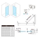 Zuhanyfal, Sapho Esca ES1512 Walk-in zuhanyfal, barna üveg, 120x210 cm
