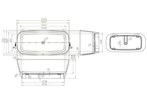 Kád, M-Acryl Jasmine szabadonálló kád 151x72 cm, fehér