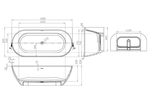 Kád, M-Acryl Rose kád 168x82 cm fehér
