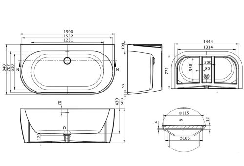Kád, M-Acryl New Velvet kád 160x85 cm, fehér