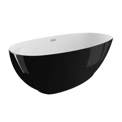   Kád, M-Acryl Zen szabadon álló kád 165x75 cm fényes fekete/fehér