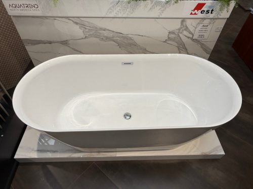 Kád, Aquatrend Alonso szabadonálló akril 170x80, króm lefolyóval