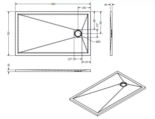 Zuhanytálca, West Eliza 70x120 cm, antrazite