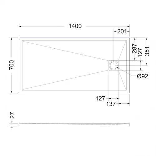 Zuhanytálca, West Eliza 70x140 cm, fehér