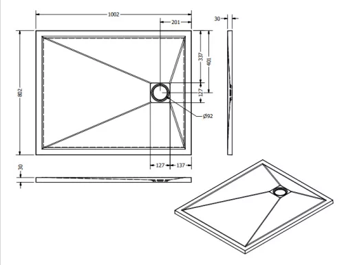 Zuhanytálca, West Eliza 80x100 cm, fehér
