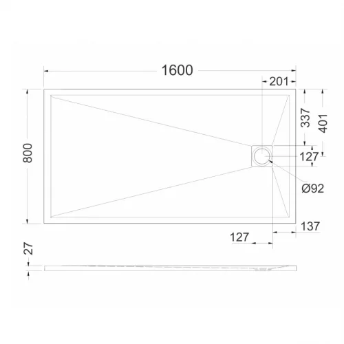Zuhanytálca, West Eliza 80x160 cm, antrazite