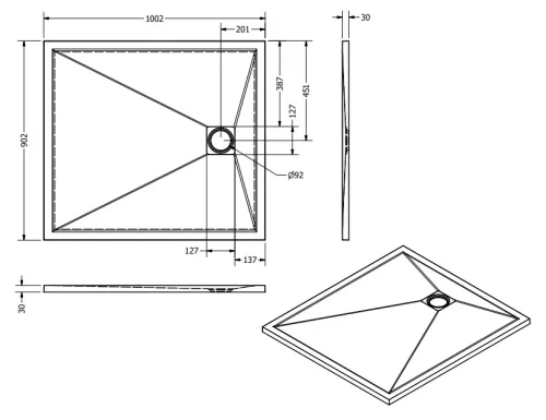 Zuhanytálca, West Eliza 90x100 cm, beige