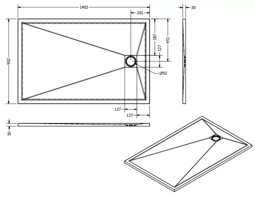 Zuhanytálca, West Eliza 90x140 cm, antrazite