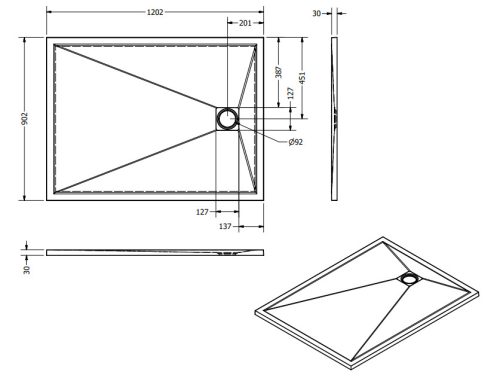 Zuhanytálca, West Zara 90x120 cm, cream