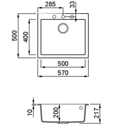 Mosogatótálca, Elleci Mosogatótálca Quadra 105 K86 Black