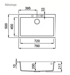 Mosogatótálca, Elleci Mosogatótálca Quadra 130 K95 Champagne