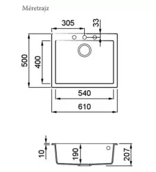 Mosogatótálca, Elleci Mosogatótálca Quadra 110 K99 Dark Grey