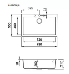 Mosogatótálca, Elleci Mosogatótálca Quadra 130 K99 Dark Grey